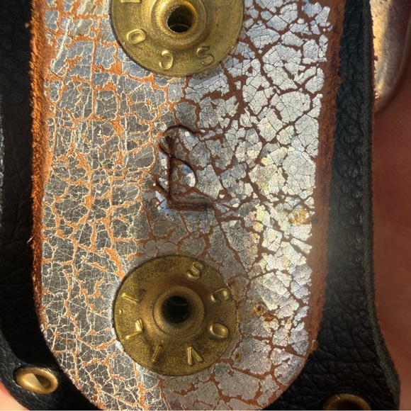 Baltazar Distressed Leather Belt silver studded large - Picture 6 of 7